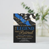 Pensioenuitkering van politie Thin Blue Line Ameri Uitnodiging Briefkaart (Staand voorkant)