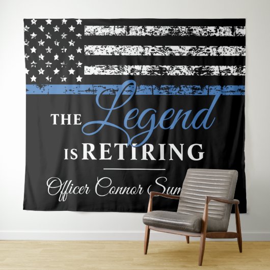 Pensioenuitkering van politie Thin Blue Line Ameri Wandkleed (In Situ (horizontaal))