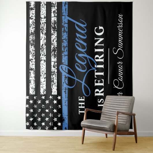 Pensioenuitkering van politie Thin Blue Line Ameri Wandkleed (In situ)