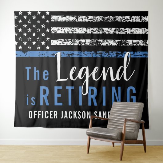 Pensioenuitkering van politie Thin Blue Line Ameri Wandkleed (In Situ (horizontaal))