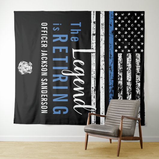 Pensioenuitkering van politie Thin Blue Line Ameri Wandkleed (In Situ (horizontaal))
