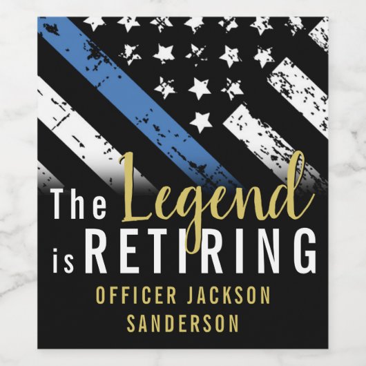 Pensioenuitkering van politie Thin Blue Line Ameri Wijn Etiket (Enkel label)