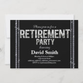 Pensioenuitnodiging, glitter, glazuur zwart kaart (Voorkant)