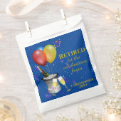 Pensioenviering Mousserende wijn Blauw Bedankzakje (Geknipt)