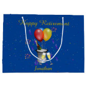 Pensioenviering Mousserende wijn Blauw Groot Cadeauzakje (Achterkant)