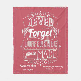 Pensioenwaardering Vergeet nooit Zalmroze Fleece Deken