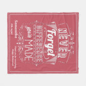 Pensioenwaardering Vergeet nooit Zalmroze Fleece Deken (Voorkant (Horizontaal))