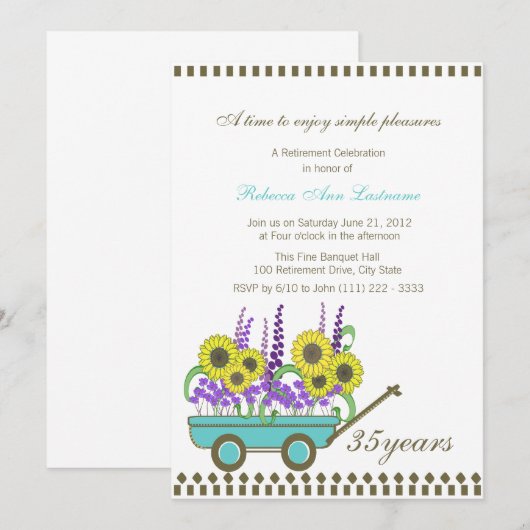 Pensioenwagen vol bloemen kaart (Voorkant / Achterkant)