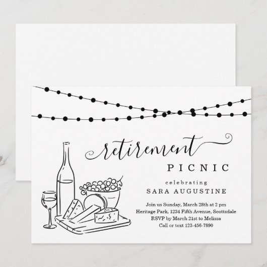 Pensioenwijn en kaaspicknick in kaart (Voorkant / Achterkant)