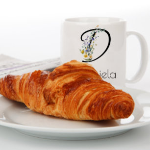 Pension Delicate Bloemige monogram waterverf  Grote Koffiekop