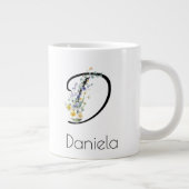 Pension Delicate Bloemige monogram waterverf Grote Koffiekop (Rechts)