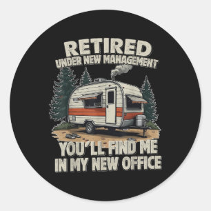 Pension Pensioen Grappig Camper Kamp Kamperen Mann Ronde Sticker