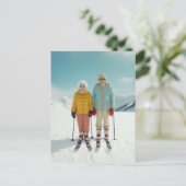 Pensionado's op ski's briefkaart (Staand voorkant)