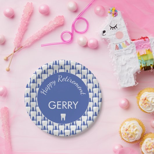 Pensionerende Tandarts Tand Patterned Pensioen Par Papieren Bordje (Feest)