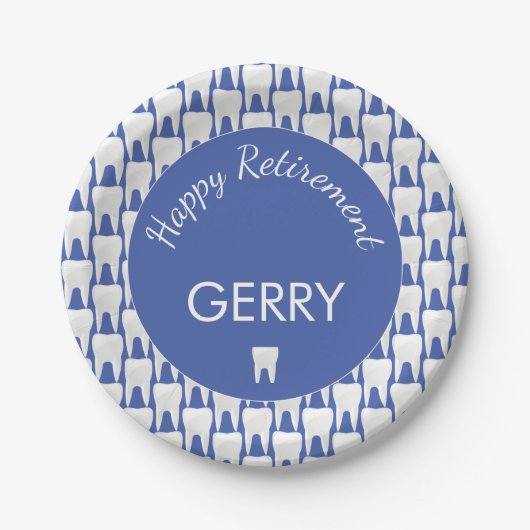 Pensionerende Tandarts Tand Patterned Pensioen Par Papieren Bordje (Voorkant)