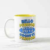 Pensionering 2014 tweekleurige koffiemok (Links)