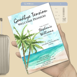 Pensionering Afscheid Spanning Zomer Beach Party Kaart
