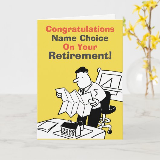 Pensionering architect kaart (Gele Bloem)