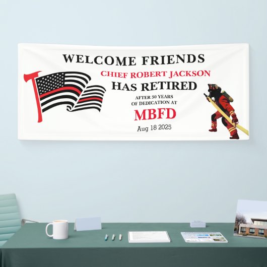 Pensionering brandweerlieden spandoek (Beurs)