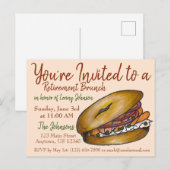 Pensionering Breakfast Brunch Bagel Lox Capers Oni Uitnodiging Briefkaart (Voorkant / Achterkant)