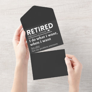 pensionering definitie, grappige pensionering, gep all in one uitnodiging