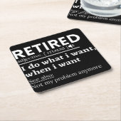 pensionering definitie, grappige pensionering, gep kartonnen onderzetters (Schuin)