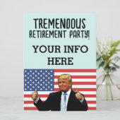 PENSIONERING DONALD TRUMP PARTY AANGEPASTE UITNODI KAART (Staand voorkant)