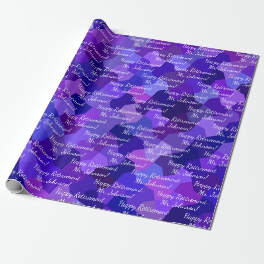 Pensionering Elke tekst Voeg uw woorden Paarse cad Cadeaupapier (Uitgerold)