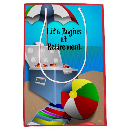 Pensionering - Fun bij strand Medium Cadeauzakje (Voorkant)