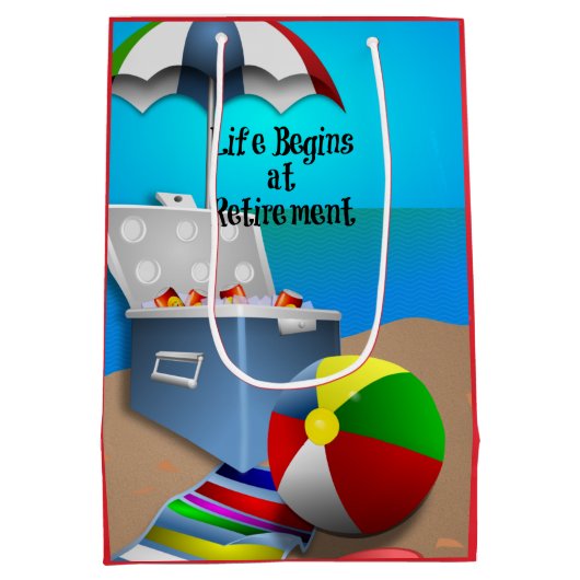 Pensionering - Fun bij strand Medium Cadeauzakje (Achterkant)