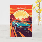 Pensionering Gefeliciteerd Classic Car Retro 70s Kaart (Gele Bloem)