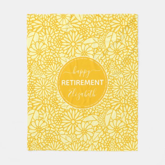 Pensionering gele bloemnaam fleece deken (Voorkant)