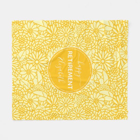Pensionering gele bloemnaam fleece deken