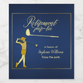 Pensionering Golf Party Classic Blauw Gouden Vrouw Wijn Etiket (Enkel label)