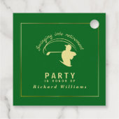 Pensionering Golf Party Classic Groene Gouden Spel Bedankjes Labels (Achterkant)