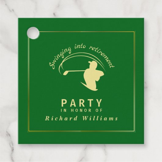 Pensionering Golf Party Classic Groene Gouden Spel Bedankjes Labels (Voorkant)