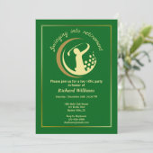 Pensionering Golf Party Classic Groene Gouden Spel Kaart (Staand voorkant)