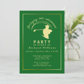 Pensionering Golf Party Classic Groene Gouden Spel Kaart (Staand voorkant)