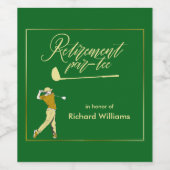 Pensionering Golf Party Classic Groene Gouden Spel Wijn Etiket (Enkel label)