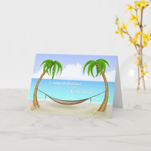 Pensionering, Hammock, Palm Trees Kaart (Gele Bloem)