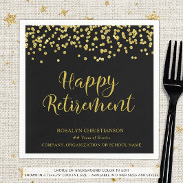 PENSIONERING Handgeschreven Script Gold Confetti N Servet