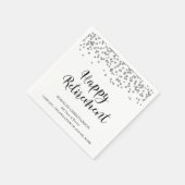 PENSIONERING Handgeschreven Script Silver Confetti Servet (Hoek)