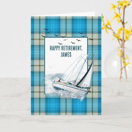 Pensionering Heling Zeilboot op Plaid Kaart (Gele Bloem)