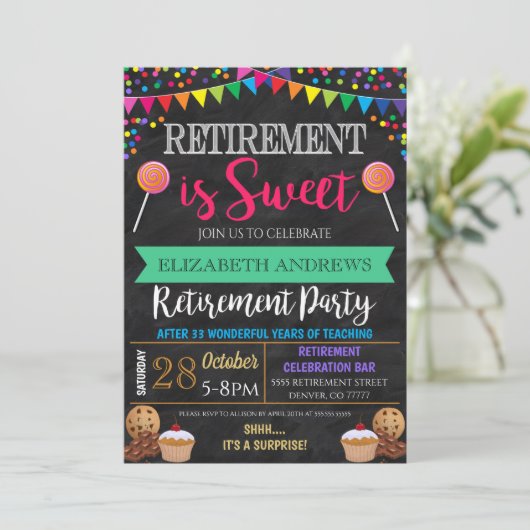 Pensionering is een uitnodiging van de zoete parti (Staand voorkant)