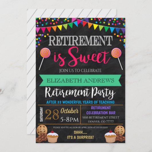 Pensionering is een uitnodiging van de zoete parti (Voorkant / Achterkant)