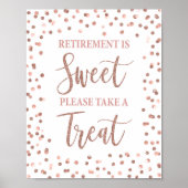 Pensionering is Sweet Party Sign Roos Gold Glitter Poster (Voorkant)