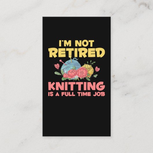 Pensionering Knitter Crochet in ruste Yarn Lover Visitekaartje (Voorkant)