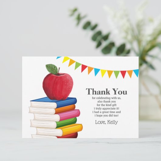 pensionering leraar, Apple, leraar bedankt Kaart (Staand voorkant)
