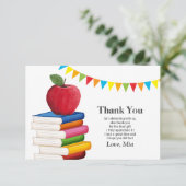 pensionering leraar, Apple, leraar die met pensioe Bedankkaart (Staand voorkant)