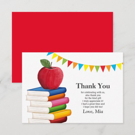 pensionering leraar, Apple, leraar die met pensioe Bedankkaart (Voorkant / Achterkant)
